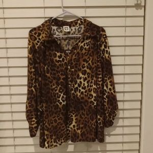 Anne Klein leopard print blouse 2x